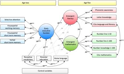 Early Executive Function at Age Two Predicts Emergent Mathematics and Literacy at Age Five